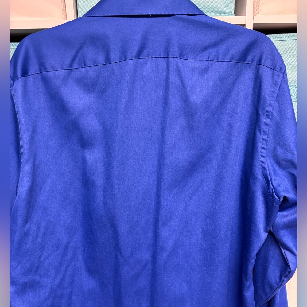 Geoffrey Beene Royal Blue Casual Men’s Fitted Dress Shirt, Size: 16-1/2 Neck - Picture 3 of 4